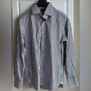 Tom Ford Striped Brown and White Spread Collar Men’s Dress Shirt Size 17.5/44
